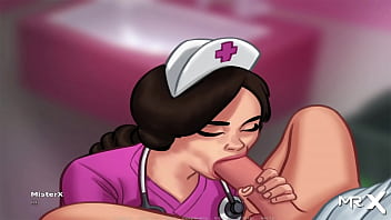 L’infirmière regarde sa bite